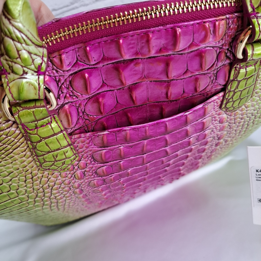 BRAHMIN 'DUXBURY' CROC-EMBOSSED LEATHER SATCHEL/CROSSBODY/TOTE BAG ELCT. OMBRE - Picture 7 of 16